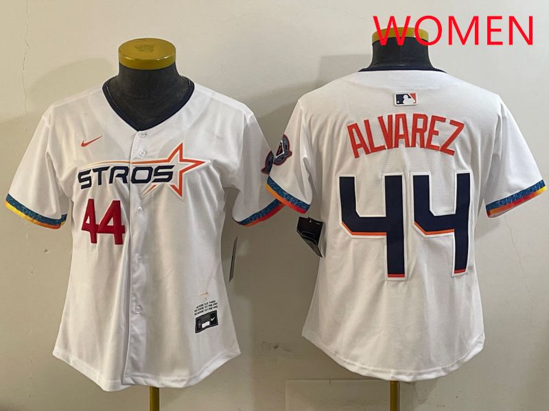 Women Houston Astros #44 Alvarez White Fourth generation Joint Name 2025 Nike MLB Jersey style 7->women mlb jersey->Women Jersey